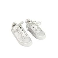 Hayley Grey Lace Up Satin Platform Trainers