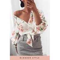Hannah White Floral Tie Front Shirt