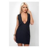 Haite Black V Front Plunge Dress