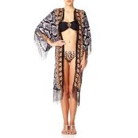 HAVANA - Snake Print Open Kaftan with Fringed Hem