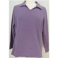 Hawkshead, ladies long -sleeved top, purple and blue striped, size 14