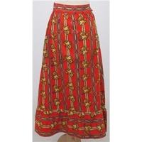 Handmade, size XL bright red patterned skirt