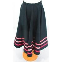 Handmade Size S 1960\'s Style Black With Pink Ribbon Detail Long Skirt