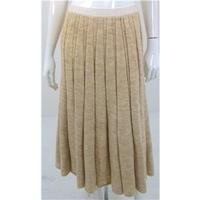 Handmade Size 12 Natural White Pleated Ribbed Knitted Wool Long Skirt