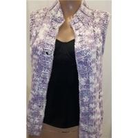 Hand-Knitted Small Mauve and Pink Chunky Sleeveless Jacket