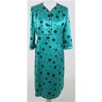 handmade size l green black spotty dress