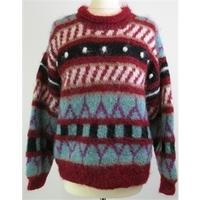 Handknitted Jaeger yarn deep red mix mohair jumper