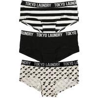 Hallie (3 Pack) Assorted Print Short Briefs In Ivory / Black / Ivory - Tokyo Laundry