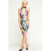 halter neck flower print dress