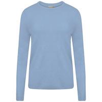Hallam Crew Neck Cashmillon Knitted Jumper in Sky Blue  Plum Tree