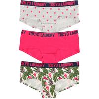 Hallie (3 Pack) Assorted Print Short Briefs In Grey Marl / Bright Rose / Blue - Tokyo Laundry