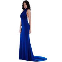 Halter Neck Fishtail Maxi Dress - Royal Blue