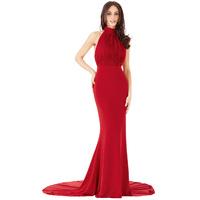 Halter Neck Fishtail Maxi Dress - Red