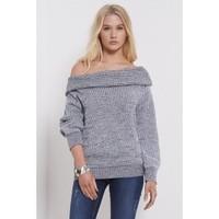 Hally Chunky Knitted Bardot Jumper Top