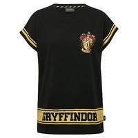 Harry Potter teen girl character hogwarts gryffindor emblem short sleeve boyfriend t-shirt - Black