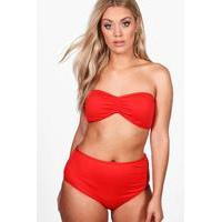 Hannah High Waist Bandeau Bikini Set - red