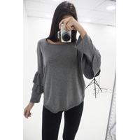 Haisley ruffle sleeve knitted jumper