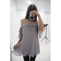 Hatty pleated frill chiffon blouse