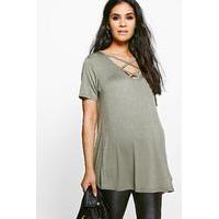 Harper Cross Front Swing Top - khaki