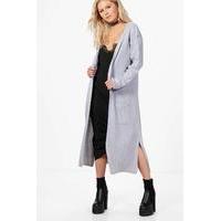 Half Rib Sleeve Maxi Cardigan - grey