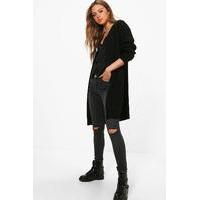 Half Rib Sleeve Midi Cardigan - black