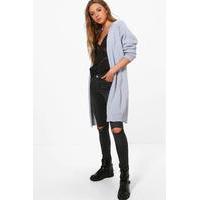 Half Rib Sleeve Midi Cardigan - grey