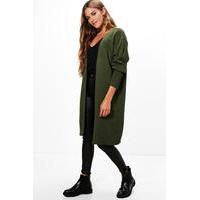 Half Rib Sleeve Midi Cardigan - khaki