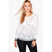 Hailey Lace Sports Trim Top - cream