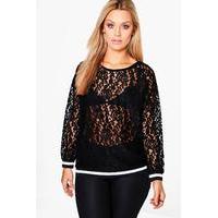 hailey lace sports trim top black