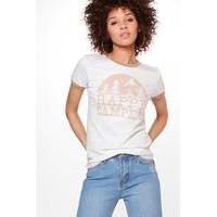 happy camper slogan t shirt oatmeal