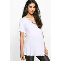 Harper Cross Front Swing Top - white