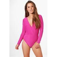 Harriet Wrap Slinky Bodysuit - pink