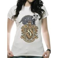 Harry Potter - Hufflepuff Women\'s Medium T-Shirt - White