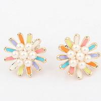 Han edition celebrities pearl flower boutique stud earrings