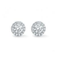 Halo White Gold and Diamond Stud Earrings