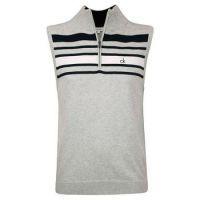 Half Zip Stripe Golf Vest - Silver