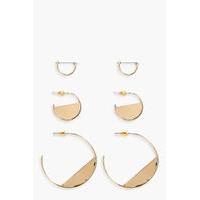 Half Filled Hoop Earring 3 Pack - gold