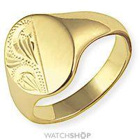 Half Engraved Oxford Signet Ring Size T