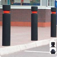 hd fixed steel core bollards with black sleeves straight sided