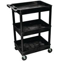 hd 3 tier plastic trolley with 3 flat shelves