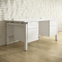 HD Range Bench Rectangular Desk with Double Pedestal Frost White Professional Assembly Included