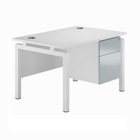 HD Range Bench Rectangular Desk with Single Pedestal Blue Metallic 120cm Self Assembly Required