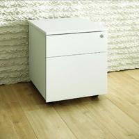 HD Range 2 Drawer Low Mobile Pedestal Frost White Self Assembly Required