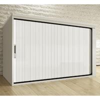 HD Range Low Tambour Storage Unit Frost White Self Assembly Required