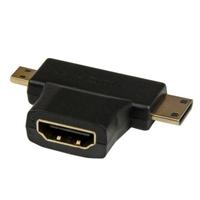 HDMI 2-in-1 T-Adapter - HDMI to HDMI Mini or HDMI Micro Combo Adapter F/M