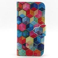 Hexagon Pattern PU Leather Full Body Case with Card Slot and Stand for iPhone 5C