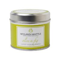 heyland whittle olive fig candle in a tin 180g