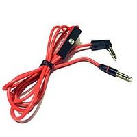 Headphone Cable with Mic Remote Control Talk 3.5mm Male to Male Stereo Audio Cords 120cm Red