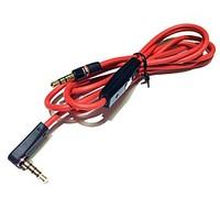 Headphone Cable with Mic Remote Control Talk 3.5mm Male to Male Stereo Audio Cords 120cm Red