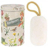 heathcote ivory gardeners exfoliating soap on a rope in tin